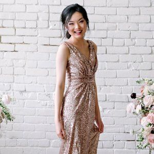 Revelry Bijou Sequin Dress - Rose Gold
